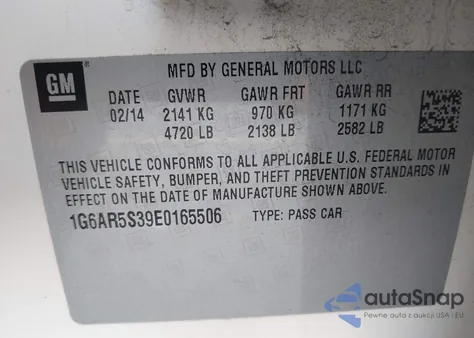 2014 Cadillac Cts Luxury z USA, uszkodzony, nr VIN 1G6AR5S39E0165506